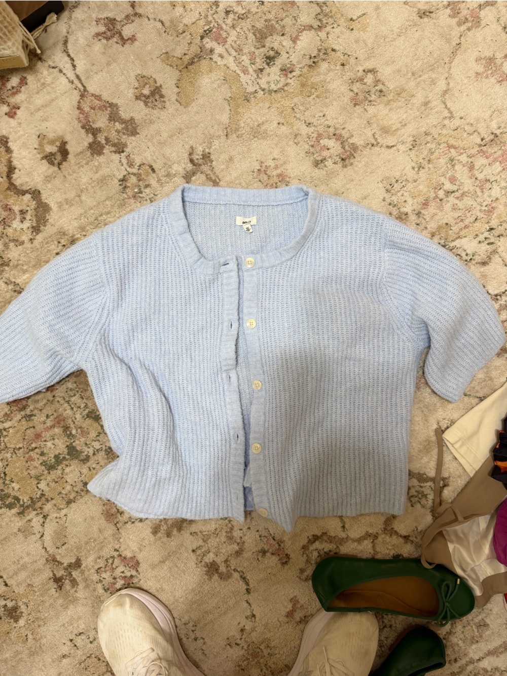 aerie Light Blue Button-Up Knit Sweater